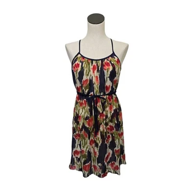 Vestido de Seda Moulinette Soeurs Talla 2 Sin Mangas Cintura Atada Forrado Azul Rosa Foto 1 de 4