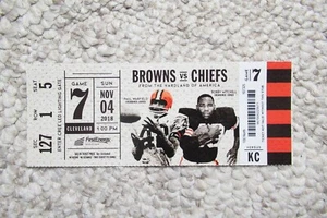 BROWNS VS CHIEFS 11/4/2018 FULL TICKET~ PATRICK MAHOMES 393 TOTAL YARDS / 3 TDS - Picture 1 of 1