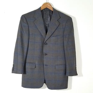 Ermenegildo Zegna Wool Cashmere Windowpane Sport Coat Grey Blue Neiman Marcus - Bild 1 von 7