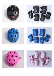 Set combinato casco skateboard lungo ginocchio e gomiti protezione da polso protezione da polso per bambini - Foto 1 di 1