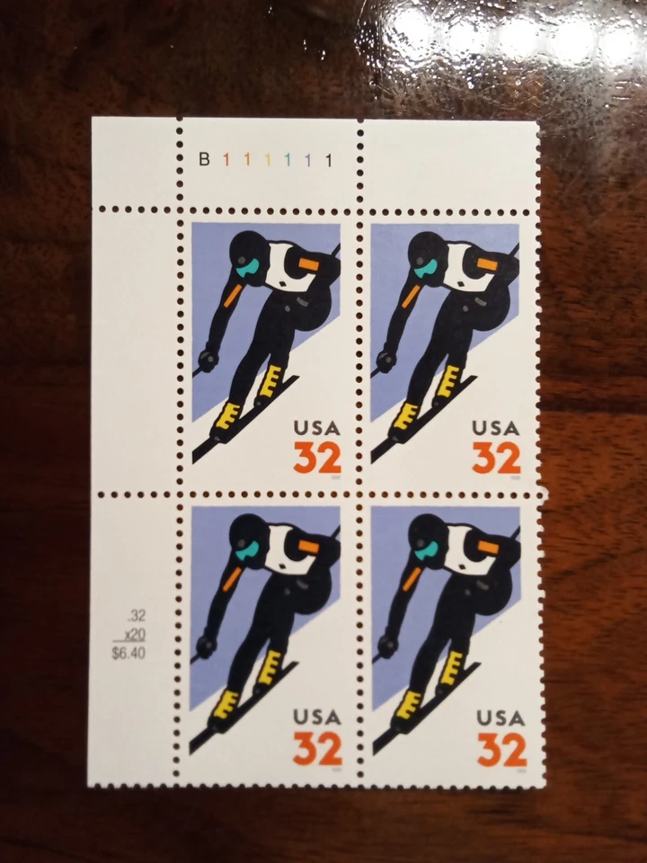 Scott # 3180 - 32¢ Alpine Skiing - Plate Block of 4 - MNH 1998 - Image 1 of 1