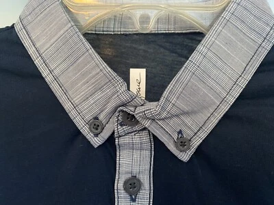 Howe Freestone for Bombfell S/S Polo Navy W Plaid Trim Mens Small NWT! - Image 1 of 2