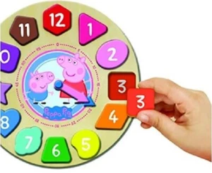 Peppa Pig Shape Sorter Clock Puzzle learn time ABA fast FREE shipping - Picture 1 of 3