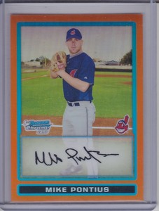 MIKE PONTIUS 2009 Bowman Chrome Prospects Orange Refractor #22/25 #157 (D2439)