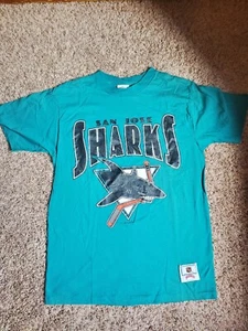 Camicia Hockey Uomo Vintage Nutmeg Mills 1991 San Jose Sharks Taglia Large Leggi Desc - Foto 1 di 9