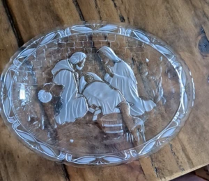 MIKASA Nativity Scene Embossed Frosted Crystal Plaque Plate Christmas 7”x9” - Picture 1 of 6