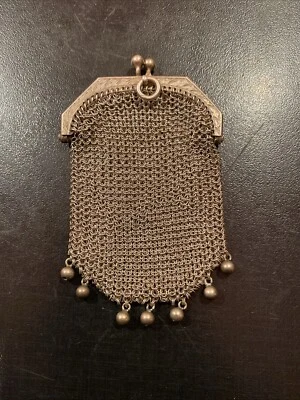 Rare SAC MINAUDIERE ancien METAL ARG. AUMONIERE Porte-Monnaie French Antique - Photo 1/4