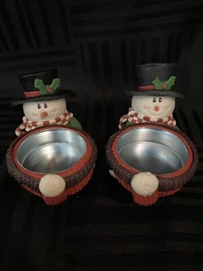 Snowman Tea light candle holders christmas winter decor - Picture 1 of 8