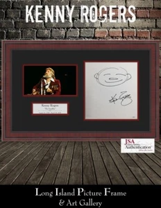 Kenny Rogers The Gambler Signed Self-Portrait Art Custom Framed Display JSA - Picture 1 of 7