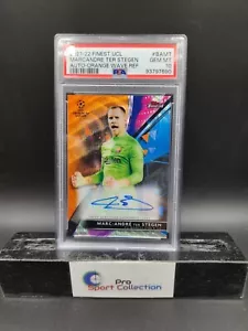 2021-22 TOPPS FINEST UCL MARC-ANDRE TER STEGEN ORANGE WAVE REF AUTO /25 PSA 10 - Picture 1 of 2