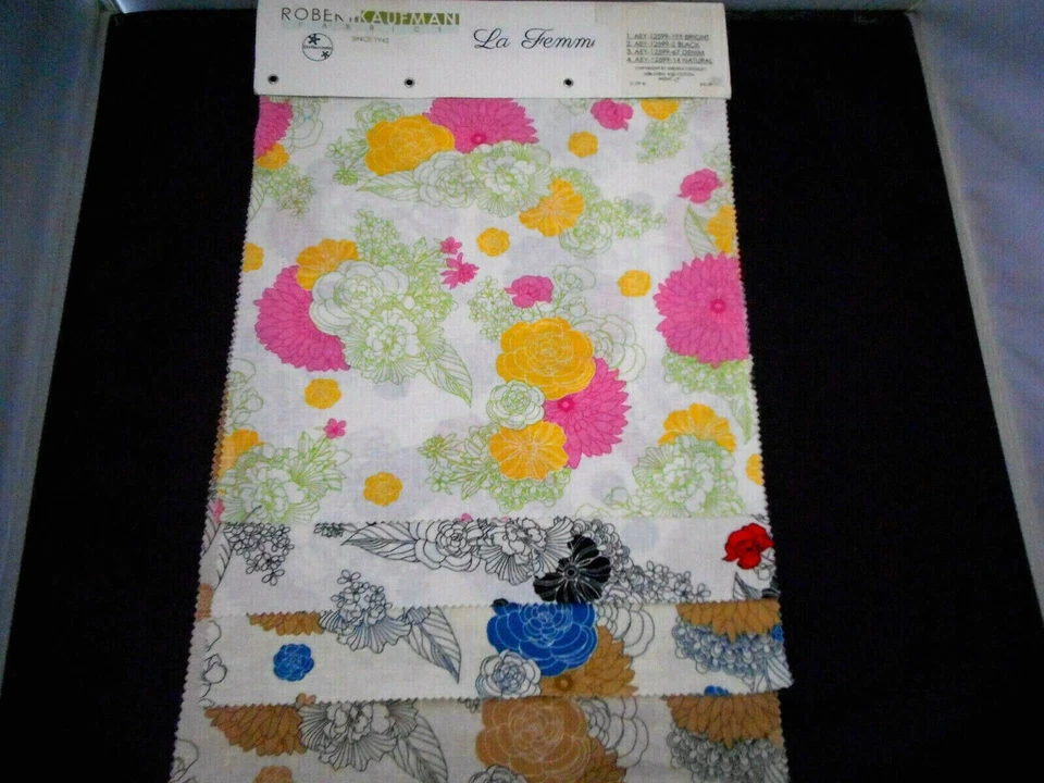 1 Pack Robert Kaufman Samples Floral La Femme 4 Fabrics 55% Linen & 45% Cotton - Image 1 of 4