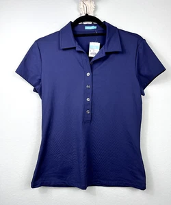 Neu mit Etikett J. McLaughlin Damen marineblau Nylon Strick Polo Oberteil Kurzarm Stretch S - Bild 1 von 11