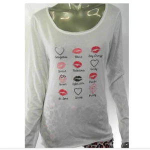 Jenni by Jennifer Moore Mujer Camisa para dormir Top L Blanca Amor Corazón Besos - Imagen 1 de 1