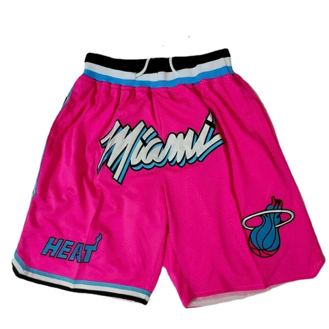 NEW Miami Heat Vintage Men’s Pink Basketball Shorts With Pockets Size: S-2XL Cover
