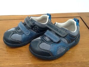 CLARKS Baby Boy First Shoes UK Kids 4 E EU 20 Blue Leather *GREAT CONDITION*