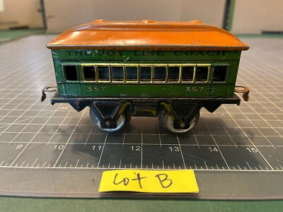 Pre Marx O Train THE JOY LINE 357 VAGÓN DE PASAJEROS VAGÓN DE 4 RUEDAS Lata Litografía Lote B Foto 1 de 4