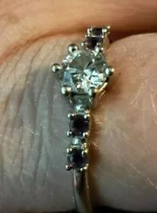 Schöner Verlobungs-/Versprechensring, Größe O, Weißgold, Diamant, Amethyst - Bild 1 von 4