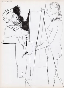 LOOK Pablo PICASSO Nude 1954 Human Comedie Print "The Tempting Model" Framed COA - Picture 1 of 2