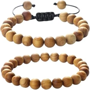 High Cliff Cypress Wooden Beads Bracelets Women Men Meditation Handmade Bracelet - Picture 1 of 14