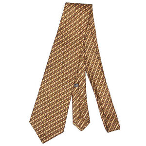 STEFANO RICCI Intricate Multi-Pattern Ochre Striped Men's Silk Neck Tie Italy
