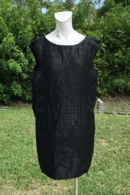 LIDA BADAY SHIMMERING BLACK SLEEVELESS WOOL SHEATH DRESS Sz 12 NWT $895  - Image 1 of 4