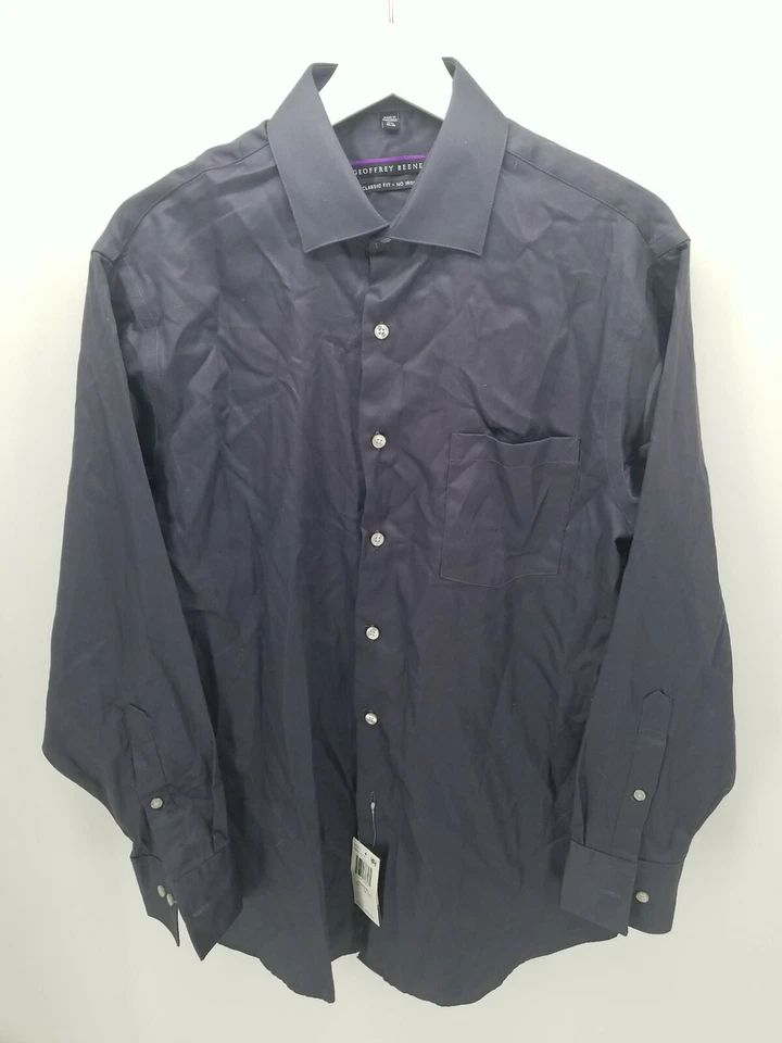 Camisa de Vestir Geoffrey Beene Para Hombres Gris Manga Larga Botón Talla 15.5 Calce Clásico Foto 1 de 4