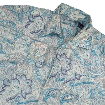 Camisa Alan Riverer Hombres L Abotonada Estampado Completo Paisley Boho Western Preppy Foto 1 de 4