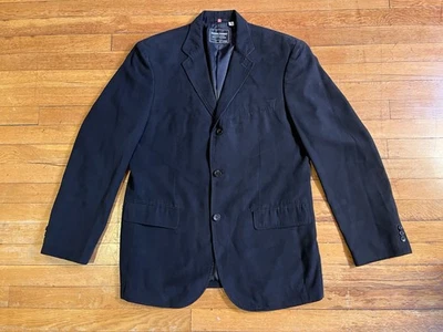 Blazer masculino Uniqlo couro sintético camurça grande preto - Imagem 1 de 4