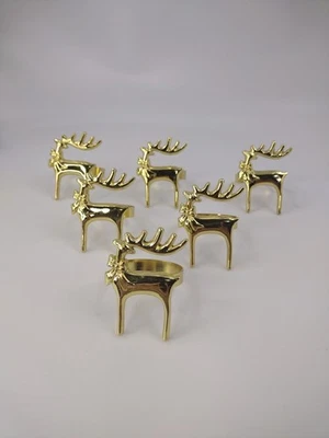 Juego de 6 servilletas de reno tono dorado de Navidad Foto 1 de 4