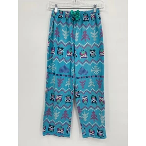 St. Eve Printed Christmas Holiday Fleece Pajama Pants Blue Girl's 14 - Picture 1 of 9