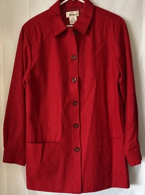 Vtg Worthington 100% Wool Jacket Womens 12T Red Long Button Coat Business Casual - Image 1 of 4
