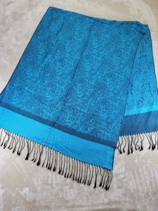 Pashmina Schal 70% Pashmina 30% Seide blau 70x27  - Bild 1 von 10