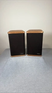 Advent Mini Bookshelf Speakers Pair 10-40W 8 Ohm Wood Top Needs Refoam - Picture 1 of 5