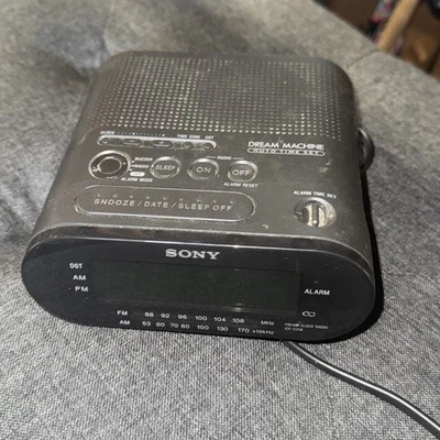 MÁQUINA SONY DREAM SET DE TIEMPO AUTOMÁTICO RADIO DESPERTADOR AM/FM NEGRO PROBADO ICF-C218 Foto 1 de 2