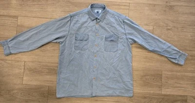 Camisa con botones Ryan Michael azul mezcla de seda bolsillos vaqueros occidentales para hombre XL Foto 1 de 4