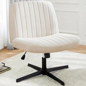 Cross Legged Office Chair, Armless Wide Home Office Desk Seat No Wheels, Mode... - Picture 1 of 9