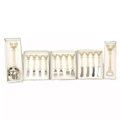 Zodax Peura Cabeza de Ciervo Surtido Acero/Latón Cubiertos en Plata Lote de 5 Foto 1 de 4