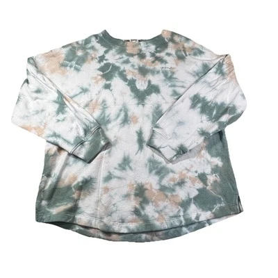Victoria's Secret ROSA Sudadera Grande Tie Dye Pullover Deletrear Verde y Tostado Foto 1 de 4