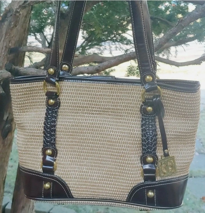 GIANI BERNINI Boho Mimbre Trenzado Paja Tejido Bolso de Hombro Bolso/Cartera Foto 1 de 4