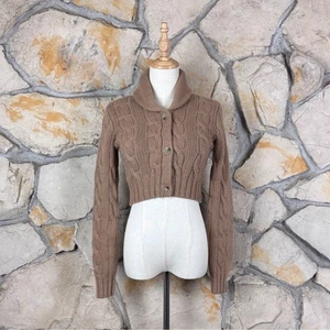 Ralph Lauren Maglione Cardigan Maglia Cavo Misto Cashmere Etichetta Blu Porcini | S - Foto 1 di 5