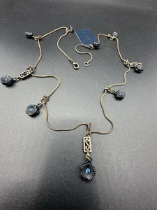 Givenchy 32 inch With 9 PCs Black Flowers With Blue Stone Necklace - Picture 1 of 1