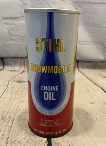 Vintage Stihl Snowmobile Oil Metal Can Pull Tab 16oz NOS Sayner WI USA FULL Gas - Picture 1 of 12