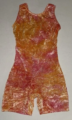 NIÑAS MOTIONWEAR BRILLO NARANJA ROSA TERCIOPELO BAILE GIMNASIA LEOTARDO Talla L 12 14 Foto 1 de 4