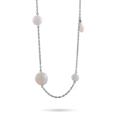Swatch Glance on the Moon Stainless Steel and Synthetic Moonstone Necklace JPW0 - Image 1 of 4