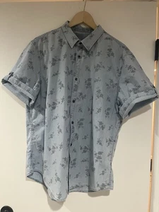 Calvin Klein Jeans Button Up Shirt 100% Cotton Short Sleeves Blue Men’s Sz XL - Picture 1 of 6