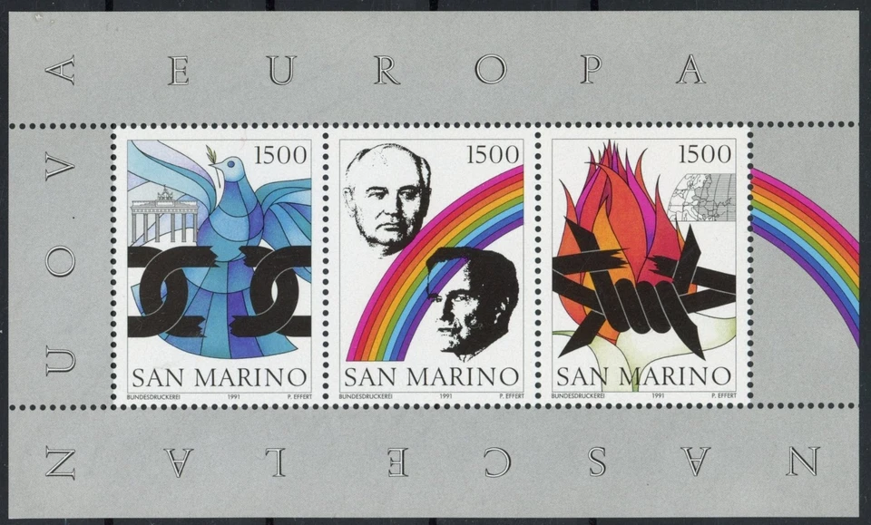 San Marino 1991: Nueva Europa - Buena hoja MNH muy fina Foto 1 de 1