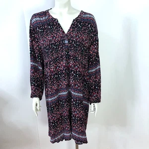 Knox Rose XXL 100% Rayon Flowy Knee Length Dress Floral Black Red MINT - Picture 1 of 14