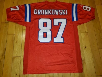 2009 锐步 Rob Gronkowski 红色新英格兰爱国者正品 NFL 球队球衣 48 — 第 1/4 张图片