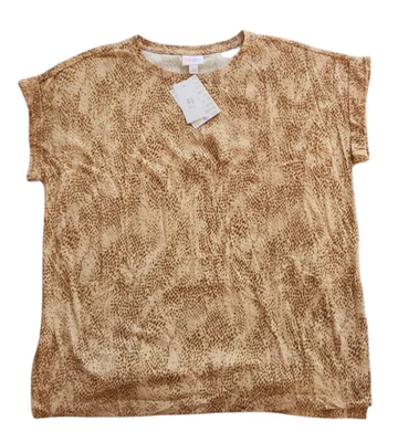 Lularoe Speckled Large Leah Drop Shoulder Cuffed Tunic Small Animal Spots NEW! - Image 1 of 3