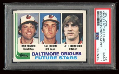 Tarjeta de novato 1982 Topps #21 Cal Ripken Jr. RC *PSA 8* casi nueva-como nueva Foto 1 de 2